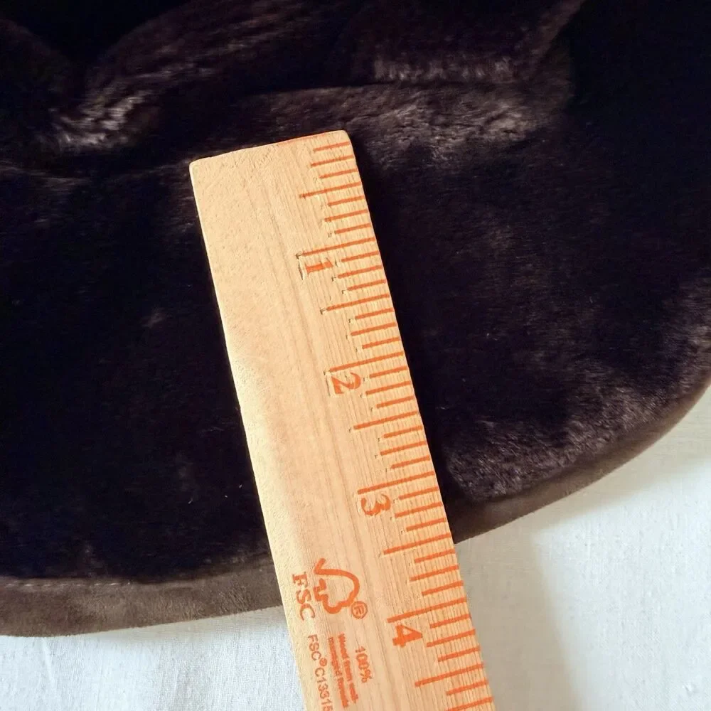 Vintage Gilly Forge London Brown Faux Fur Cloche Bucket Hat S/M Pillbox Mod Ski